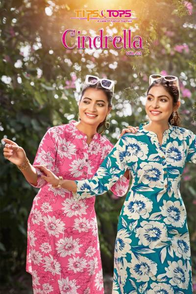 CINDERELLA Vol 03 BY TIPS AND TOPS DESIGNER RAYON PRINT KURTIS WHOLESALER IN INDIA